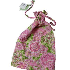 New Vera Bradley PETAL PINK Floral Bag Travel/Gift Bag Drawstring Bag